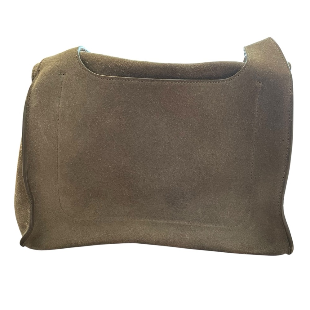 CUYANA Taupe Suede Double Loop Bag Magnetic Closure - Picture 2 of 9